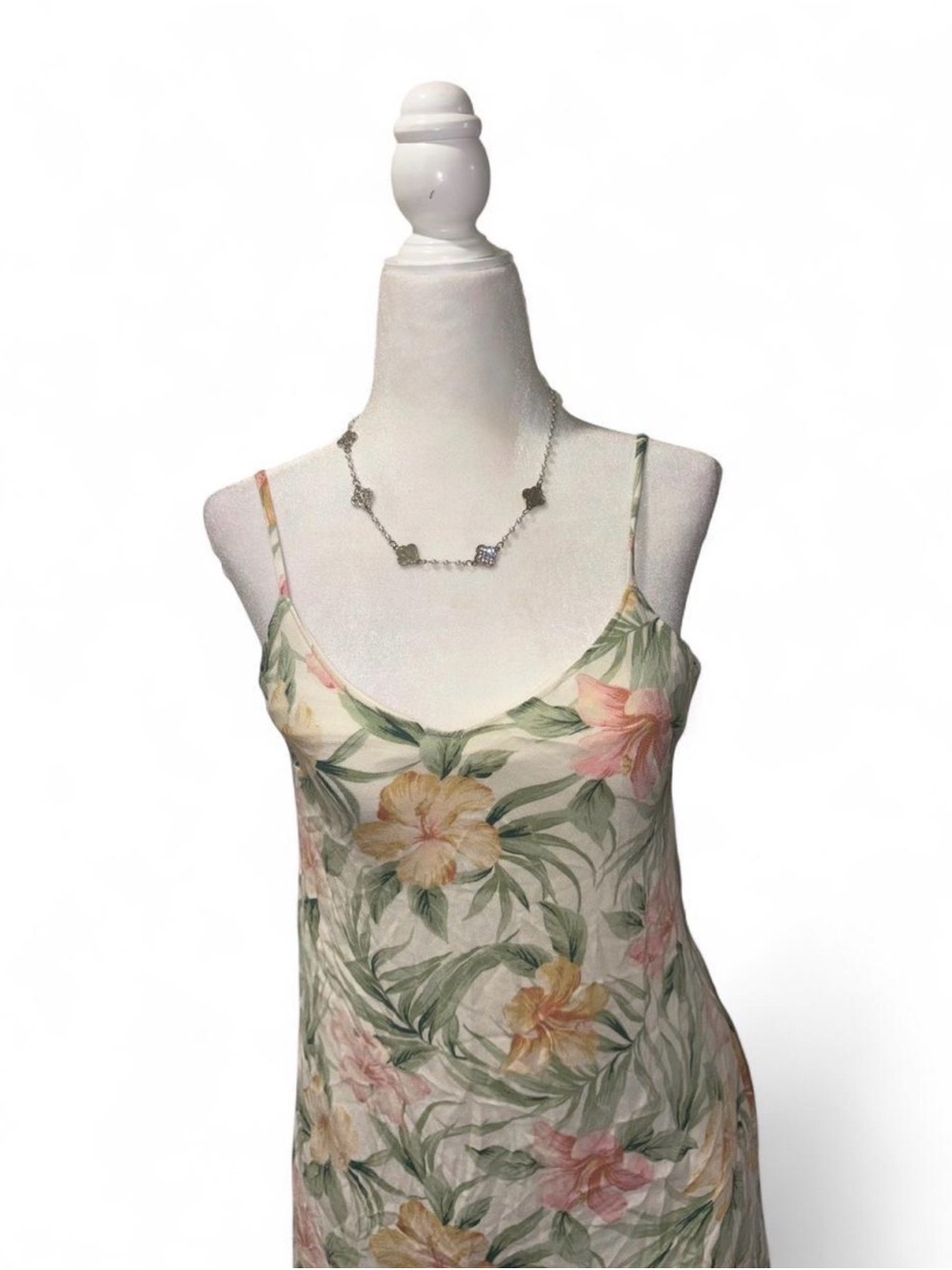 American Eagle Outfitters Floral Slip Dress – Cream Green Pink